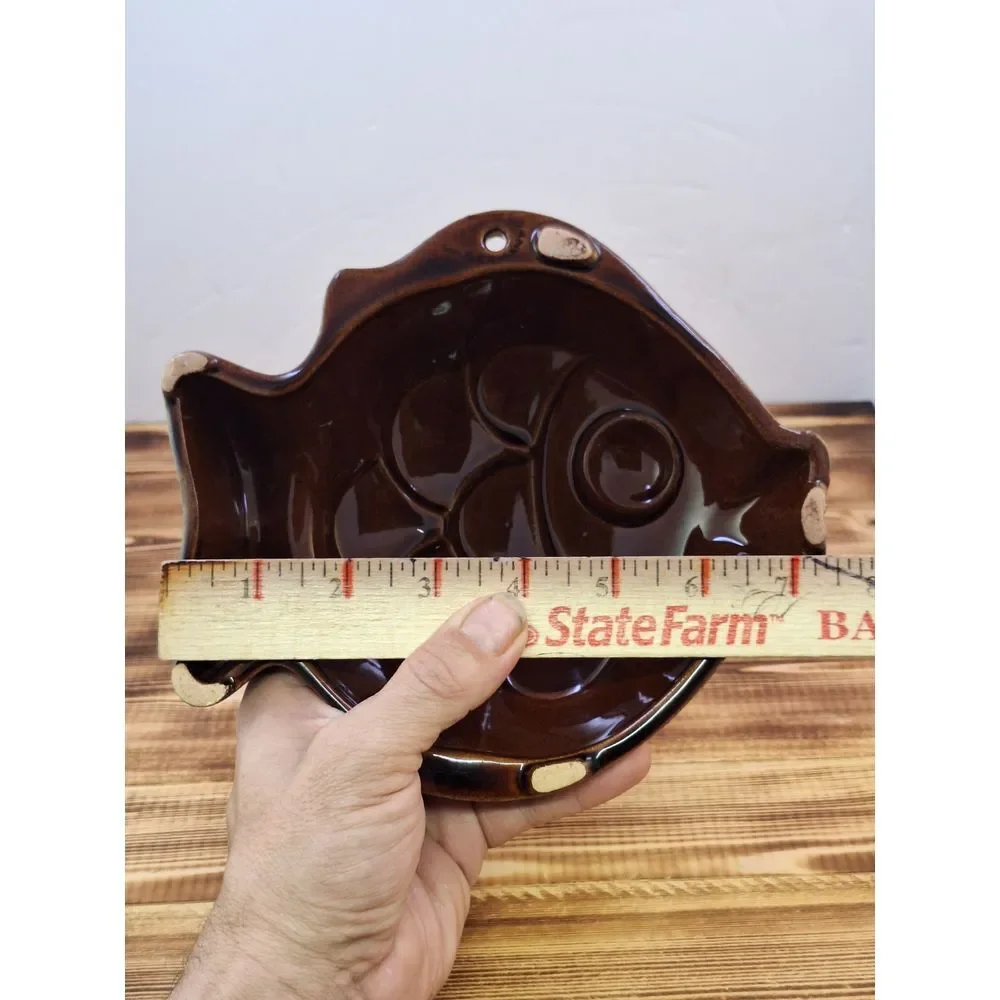 Vintage West German Brown Earthenware Fish Ceramic Pudding Pastry Mold W Germany